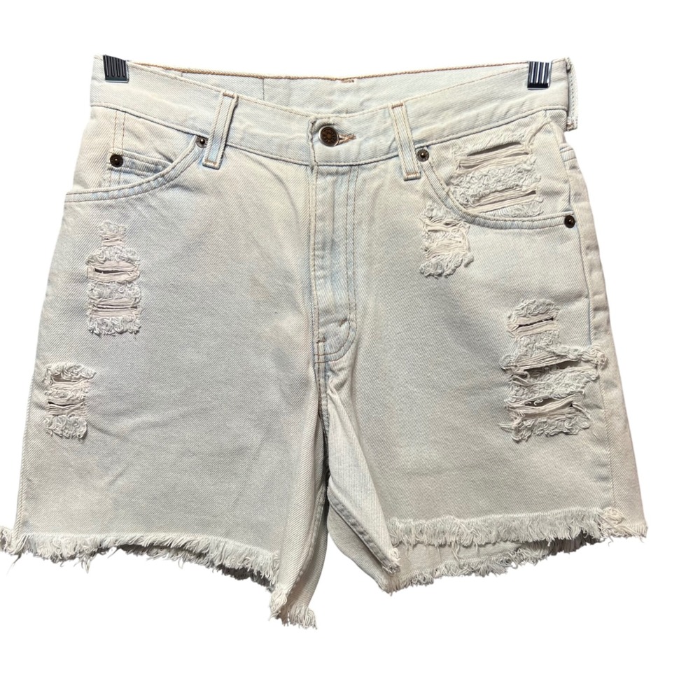 Vintage Brittania Relaxed Fit Distressed Denim Cutoff Shorts 28 Light Wash Y2K